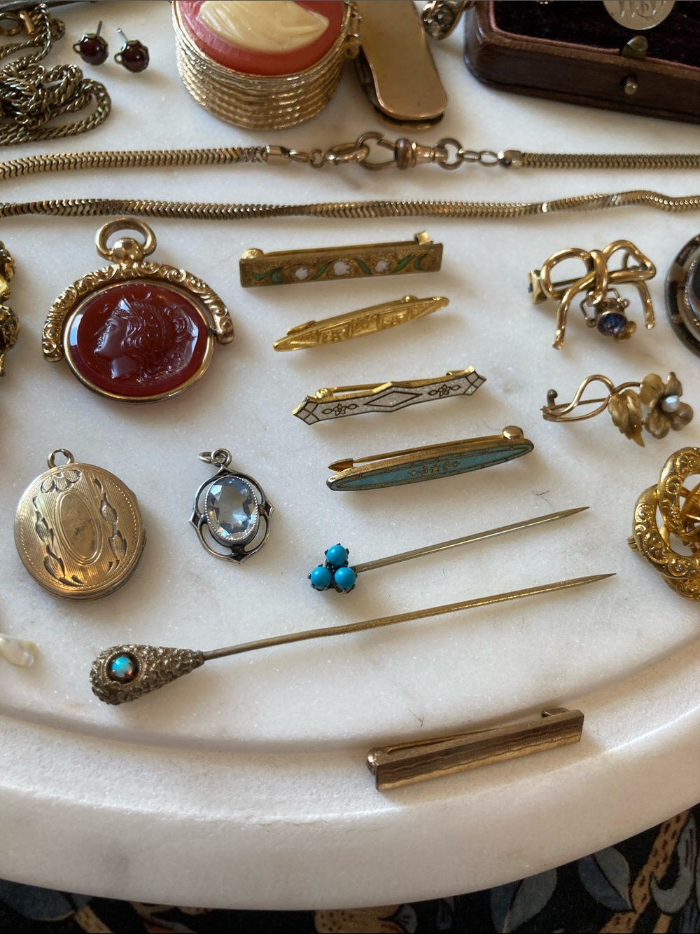 Antique Victorian Sterling Silver, Gemstones, Gold-Filled, etc. Jewelry Lot - Picture 14 of 16